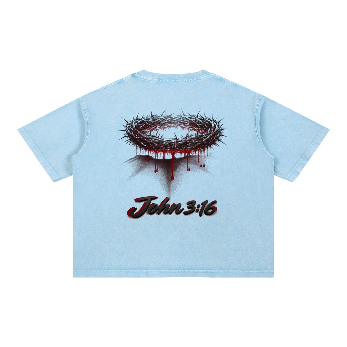 Crown of Thorns Oversized Tee — John 3:16 | Mineral Wash Heavyweight