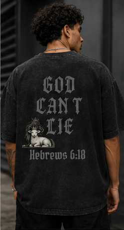 God Can't Lie Oversized Tee — Hebrews 6:18 | Mineral Wash Heavyweight