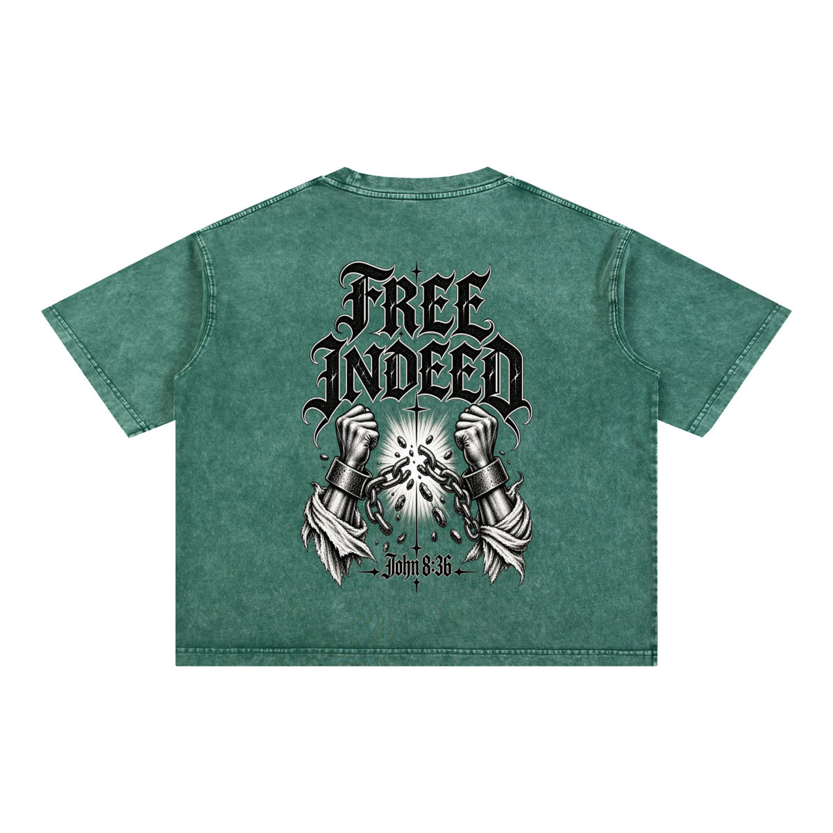 Free Indeed Oversized Tee — John 8:36 | Mineral Wash Heavyweight