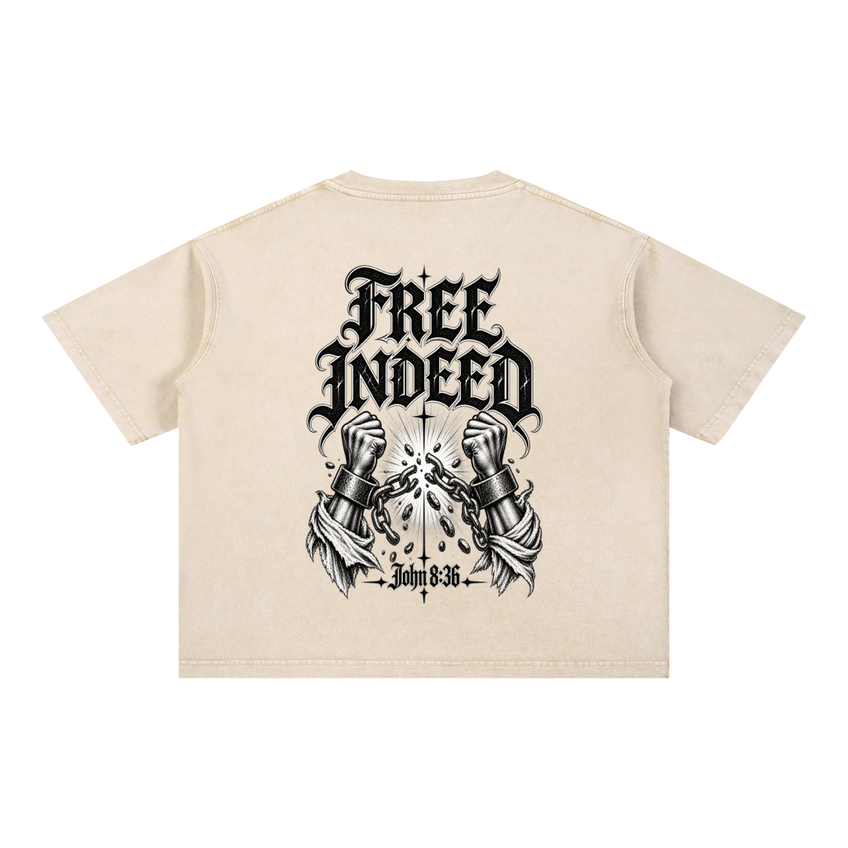 Free Indeed Oversized Tee — John 8:36 | Mineral Wash Heavyweight