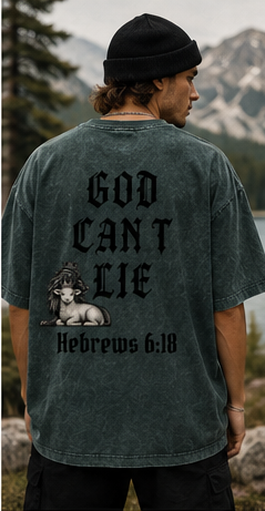 God Can't Lie Oversized Tee — Hebrews 6:18 | Mineral Wash Heavyweight