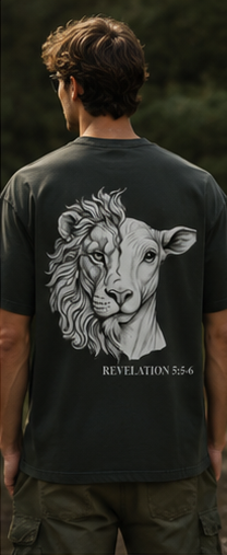Lion and the Lamb Oversized Tee — Revelation 5:5-6 | Mineral Wash Heavyweight
