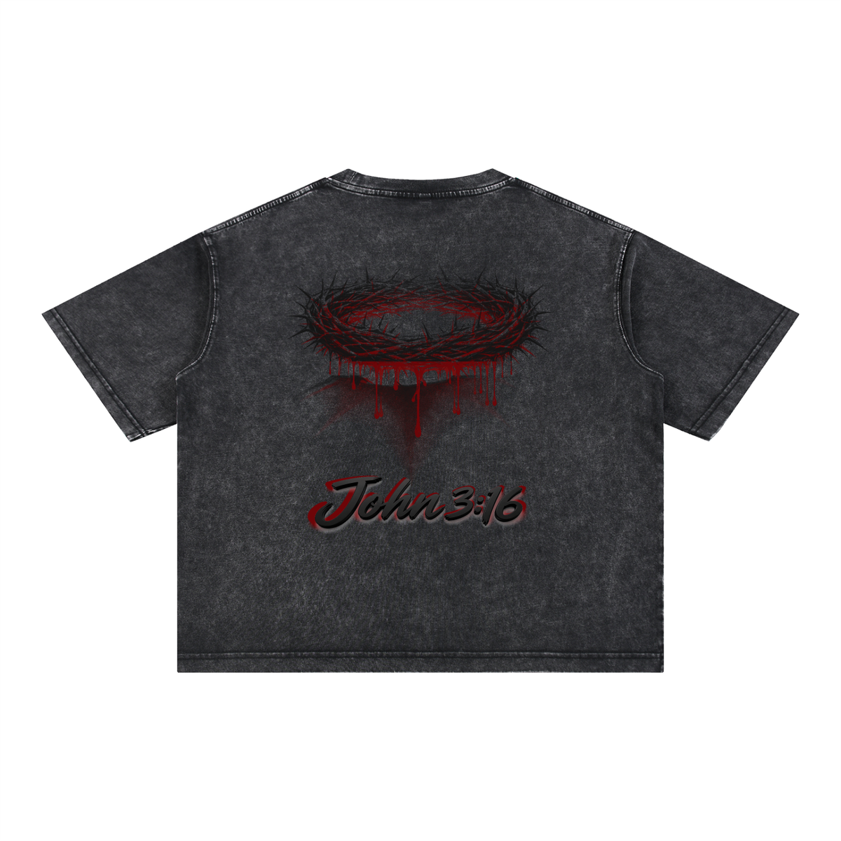 Crown of Thorns Oversized Tee — John 3:16 | Mineral Wash Heavyweight