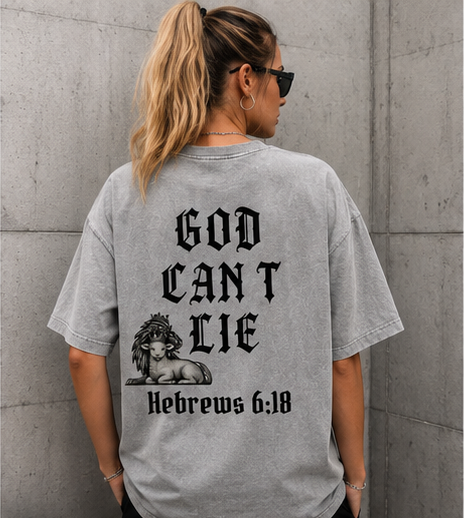 God Can't Lie Oversized Tee — Hebrews 6:18 | Mineral Wash Heavyweight
