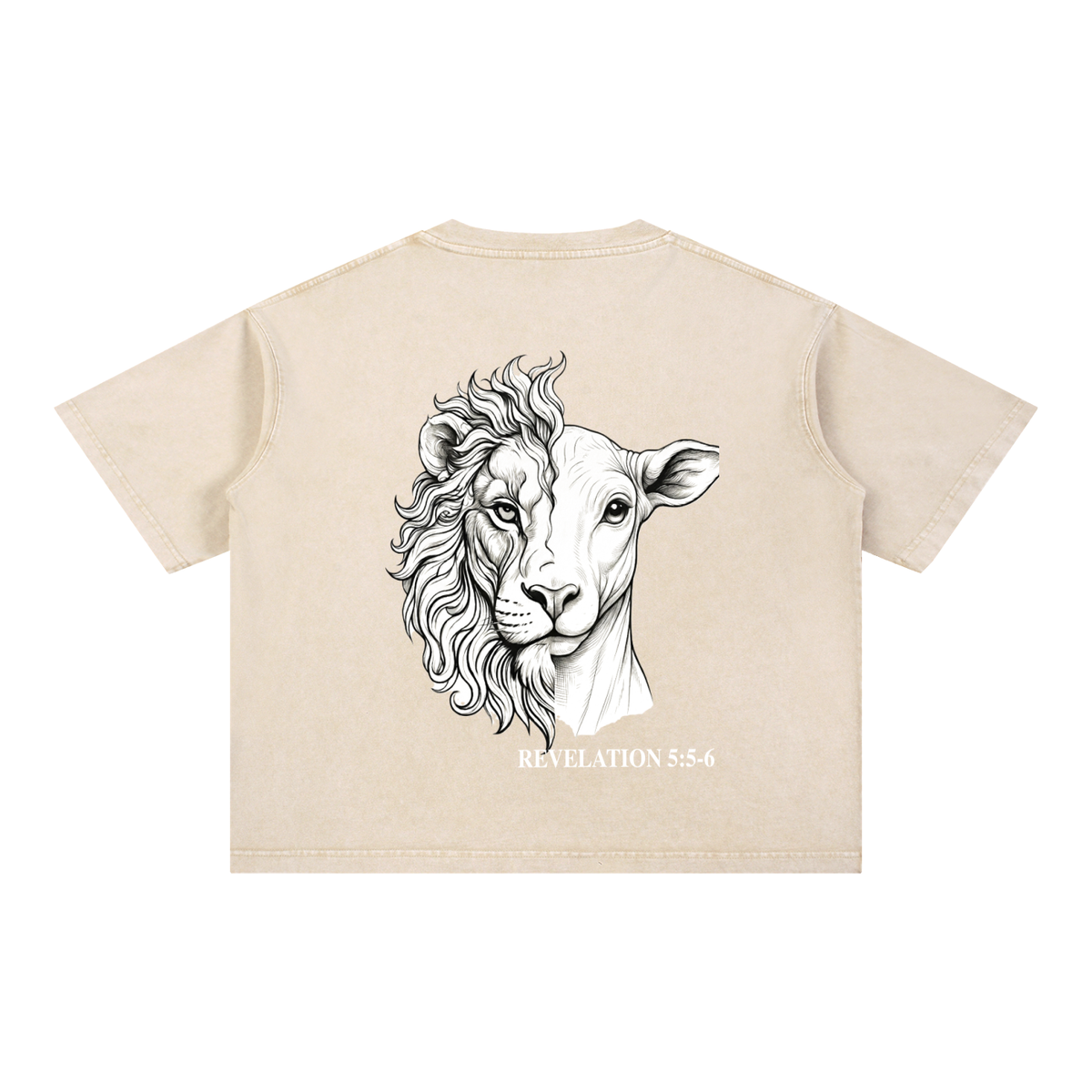Lion and the Lamb Oversized Tee — Revelation 5:5-6 | Mineral Wash Heavyweight