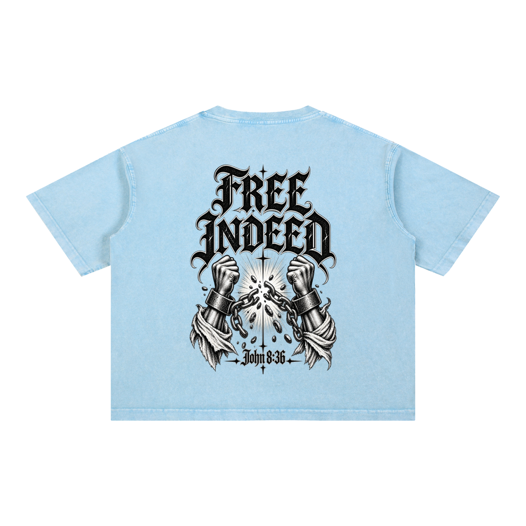 Free Indeed Oversized Tee — John 8:36 | Mineral Wash Heavyweight