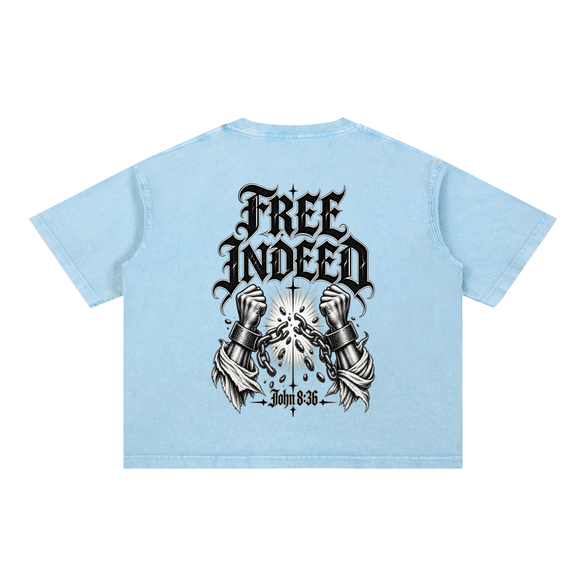 Free Indeed Oversized Tee — John 8:36 | Mineral Wash Heavyweight