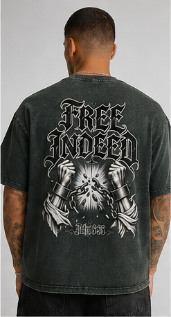 Free Indeed Oversized Tee — John 8:36 | Mineral Wash Heavyweight
