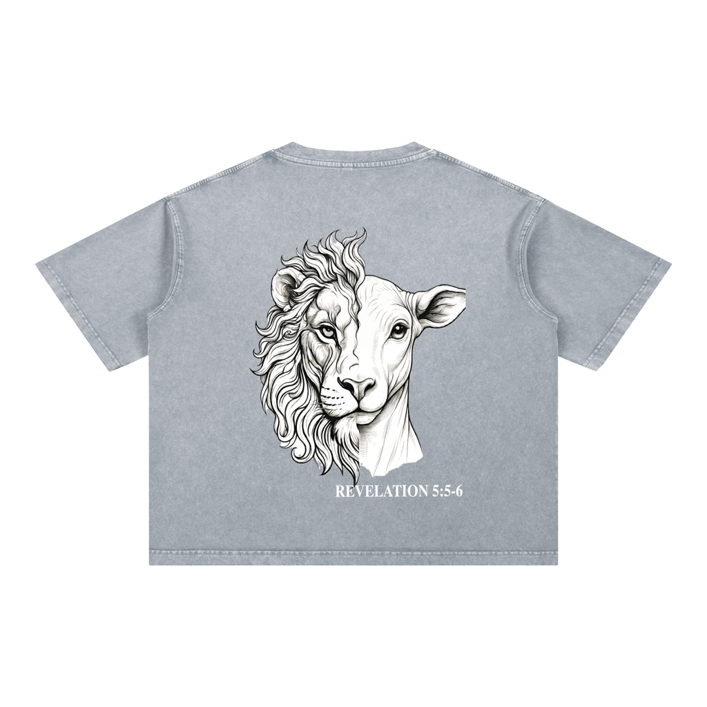 Lion and the Lamb Oversized Tee — Revelation 5:5-6 | Mineral Wash Heavyweight