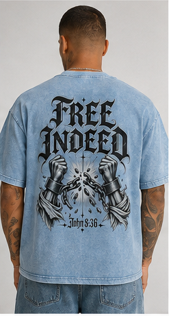 Free Indeed Oversized Tee — John 8:36 | Mineral Wash Heavyweight