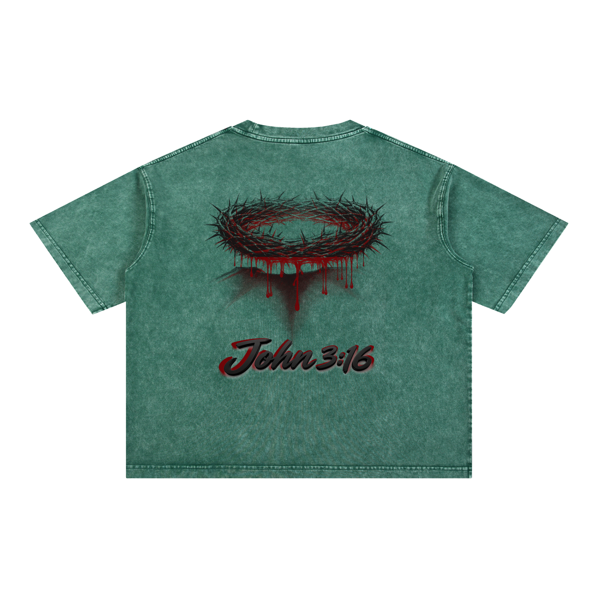 Crown of Thorns Oversized Tee — John 3:16 | Mineral Wash Heavyweight
