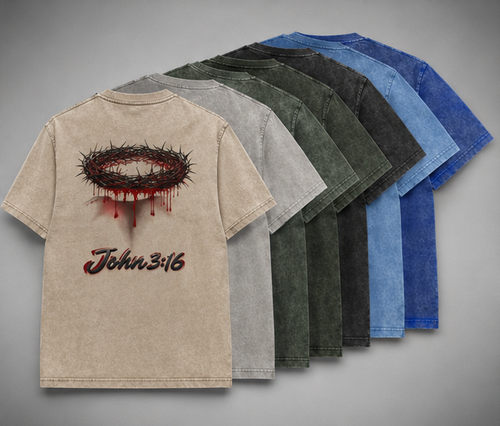 Crown of Thorns Oversized Tee — John 3:16 | Mineral Wash Heavyweight