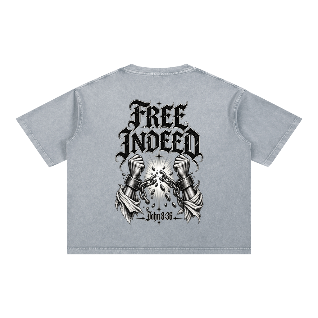 Free Indeed Oversized Tee — John 8:36 | Mineral Wash Heavyweight