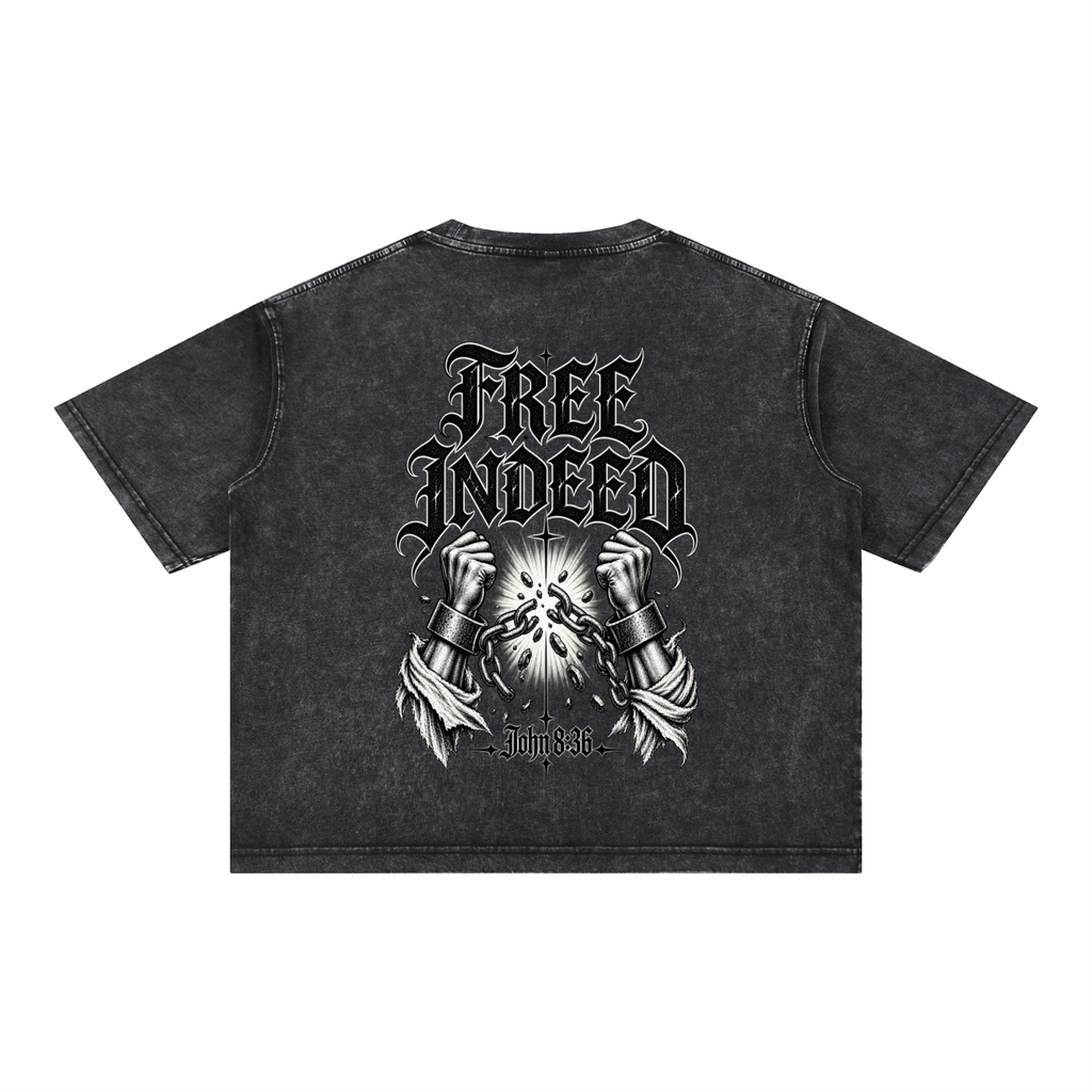 Free Indeed Oversized Tee — John 8:36 | Mineral Wash Heavyweight