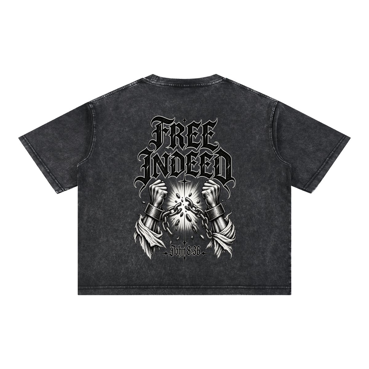 Free Indeed Oversized Tee — John 8:36 | Mineral Wash Heavyweight