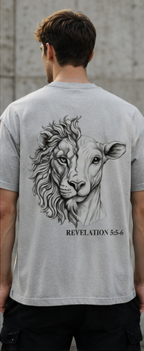 Lion and the Lamb Oversized Tee — Revelation 5:5-6 | Mineral Wash Heavyweight