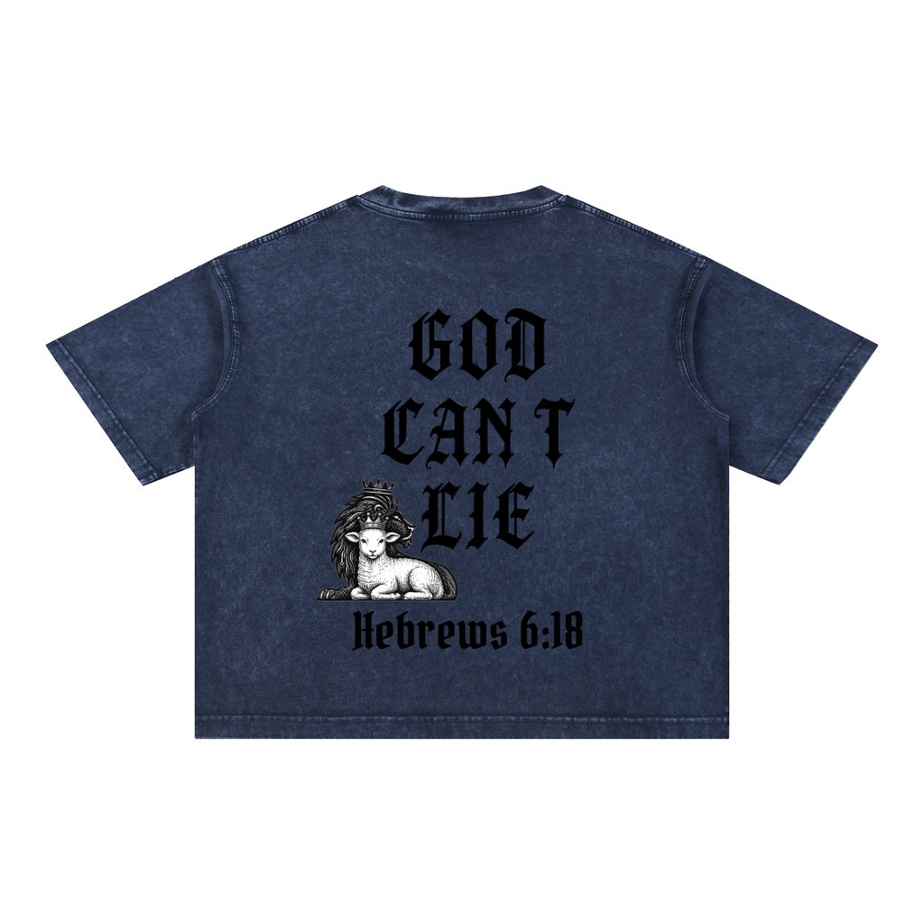 God Can't Lie Oversized Tee — Hebrews 6:18 | Mineral Wash Heavyweight