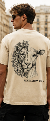 Lion and the Lamb Oversized Tee — Revelation 5:5-6 | Mineral Wash Heavyweight