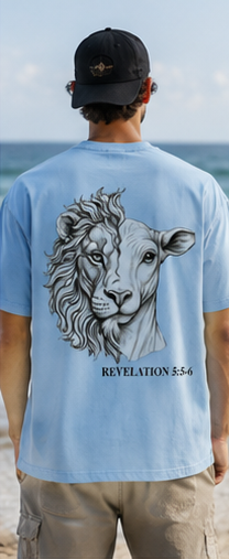 Lion and the Lamb Oversized Tee — Revelation 5:5-6 | Mineral Wash Heavyweight
