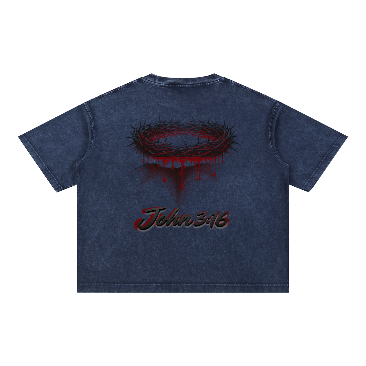 Crown of Thorns Oversized Tee — John 3:16 | Mineral Wash Heavyweight