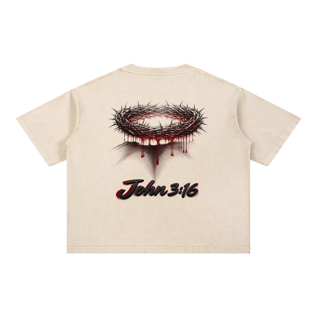 Crown of Thorns Oversized Tee — John 3:16 | Mineral Wash Heavyweight
